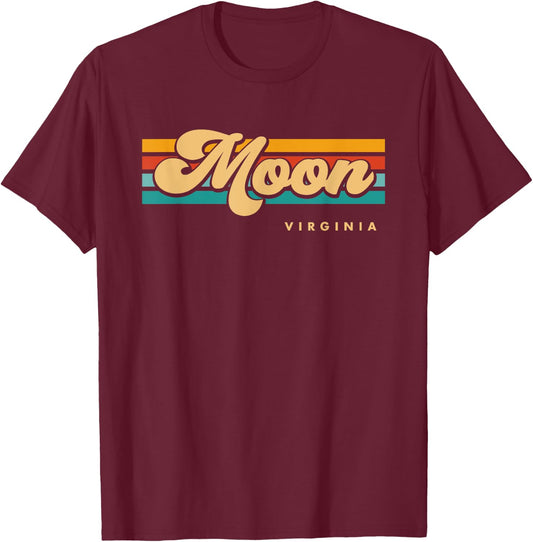 Vintage Sunset Stripes Moon, Virginia T-Shirt - T-Shirt | Maroon
