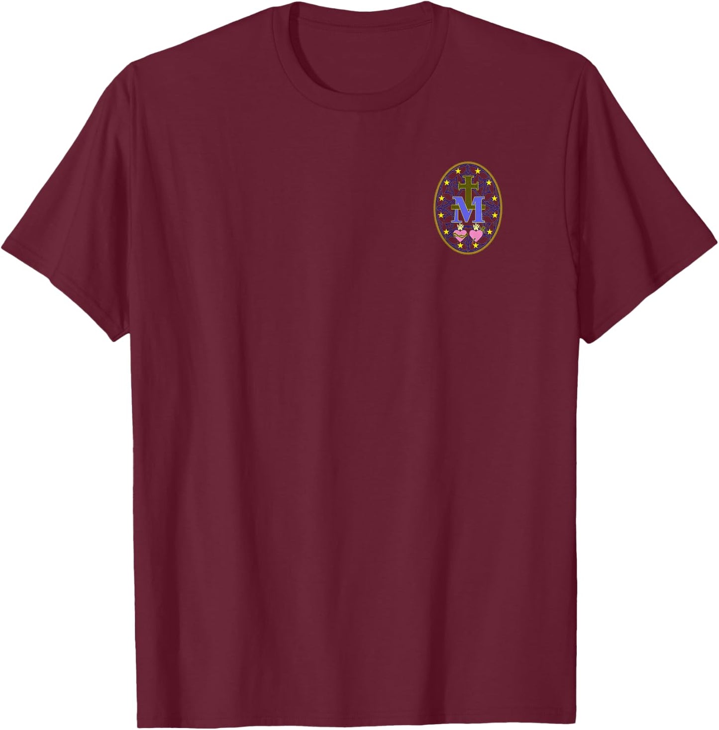 Miraculous Medal- Catholic Medal 001 T-Shirt - T-Shirt | Maroon