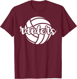 Raiders Volleyball Team Mascot School Spirit Game Night T-Shirt - T-Shirt | Maroon