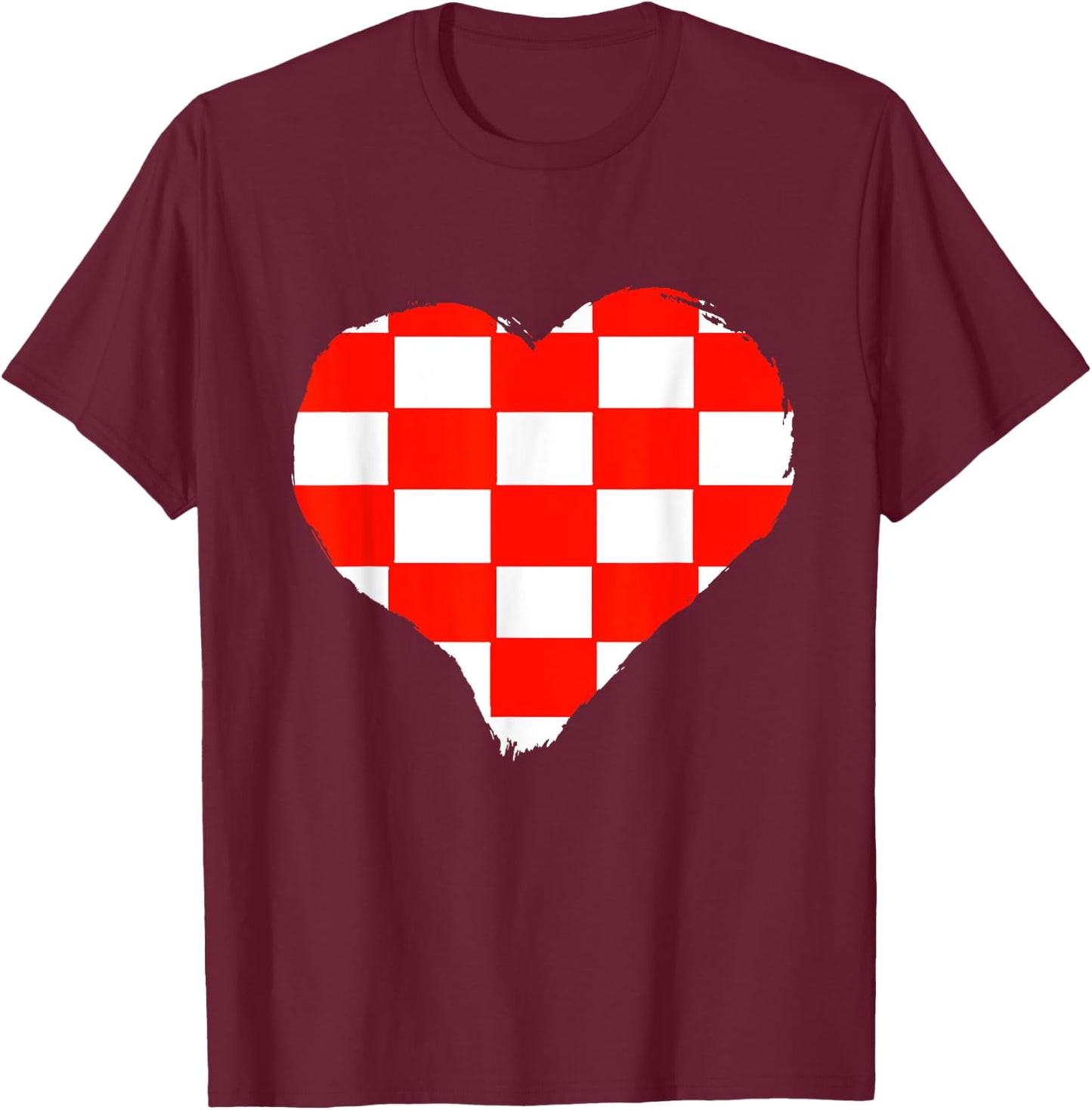 Croatia Heart Love Croatian Pride Croatian Flag Hrvatska T-Shirt - T-Shirt | Maroon