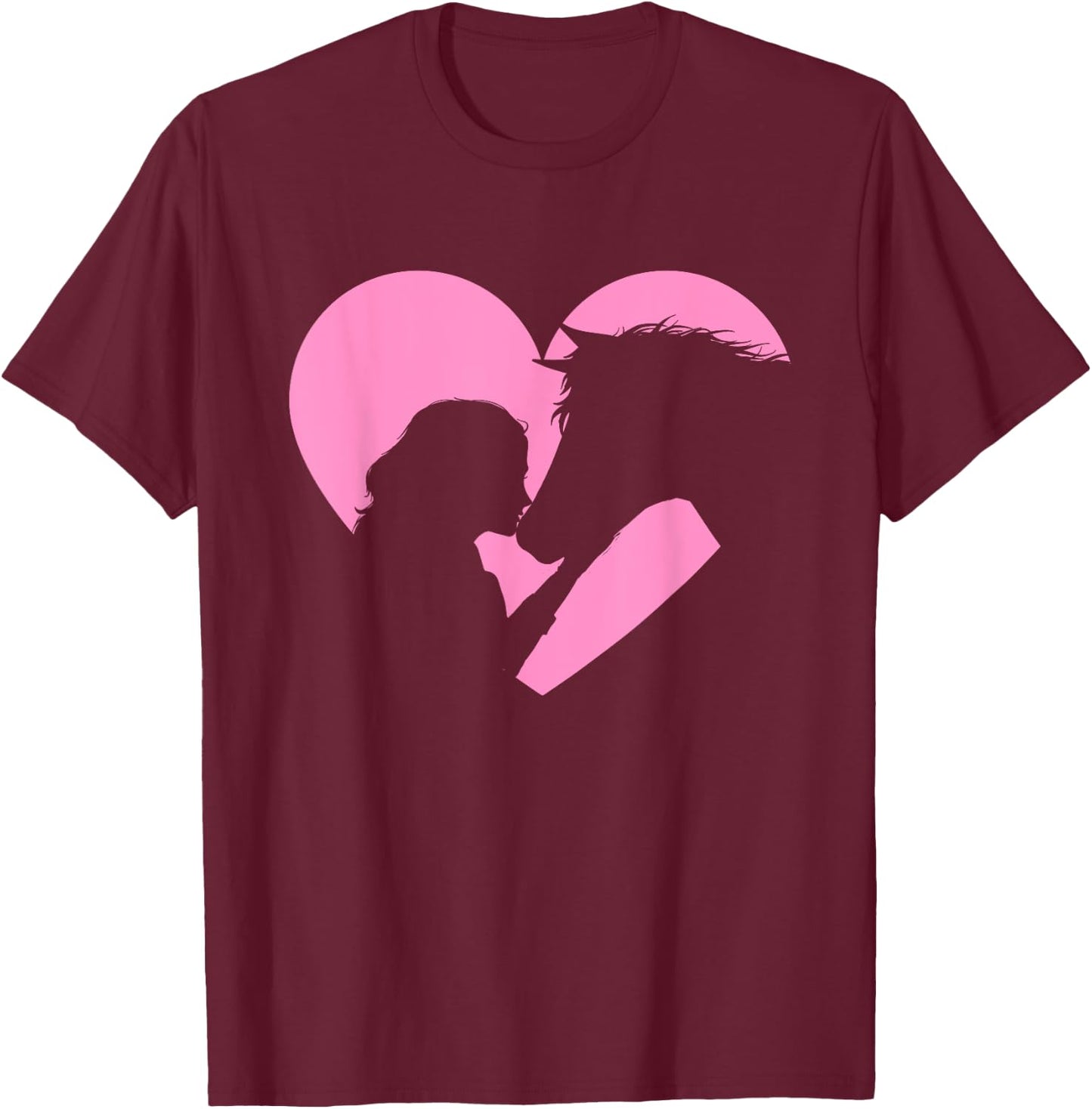 Horse Lover - Girl Kissing Horses Horseman Horseback Riding T-Shirt - T-Shirt | Maroon