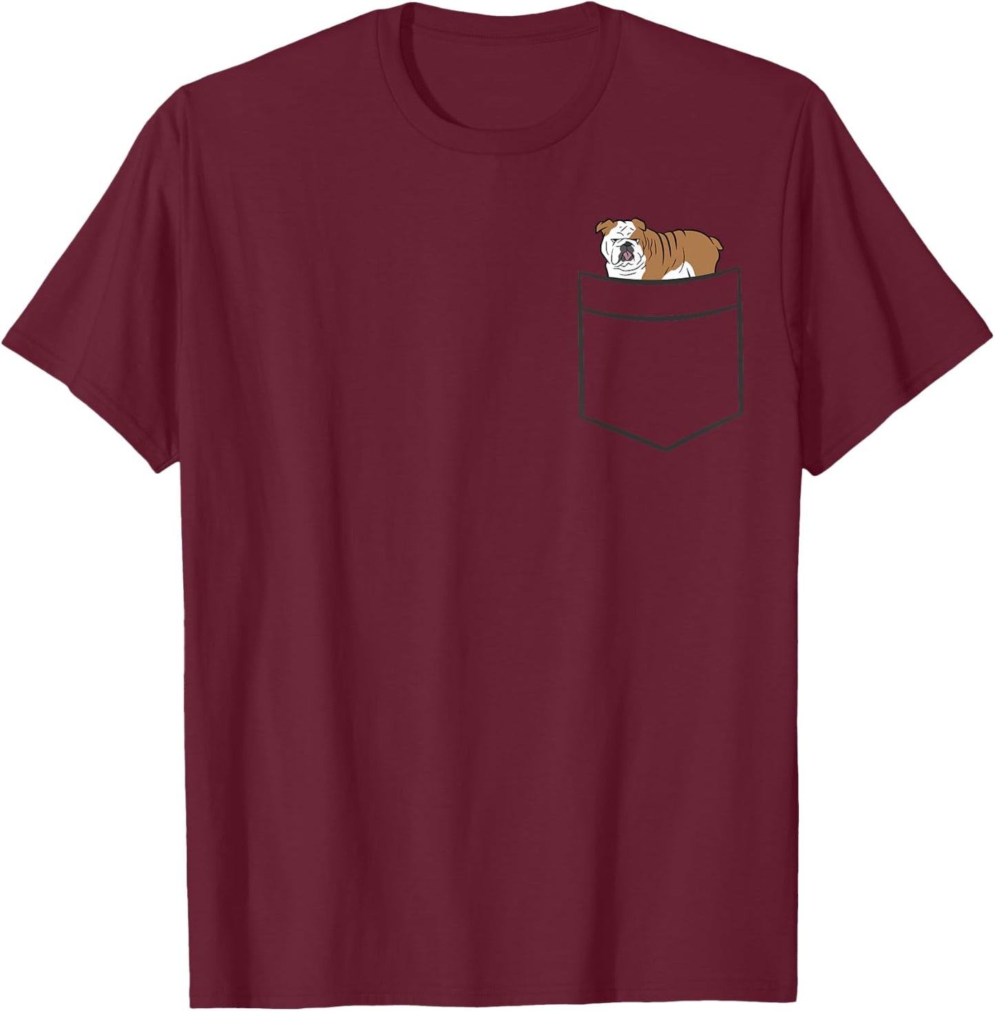 English Bulldog Dog In Pocket Funny English Bulldog T-Shirt - T-Shirt | Maroon