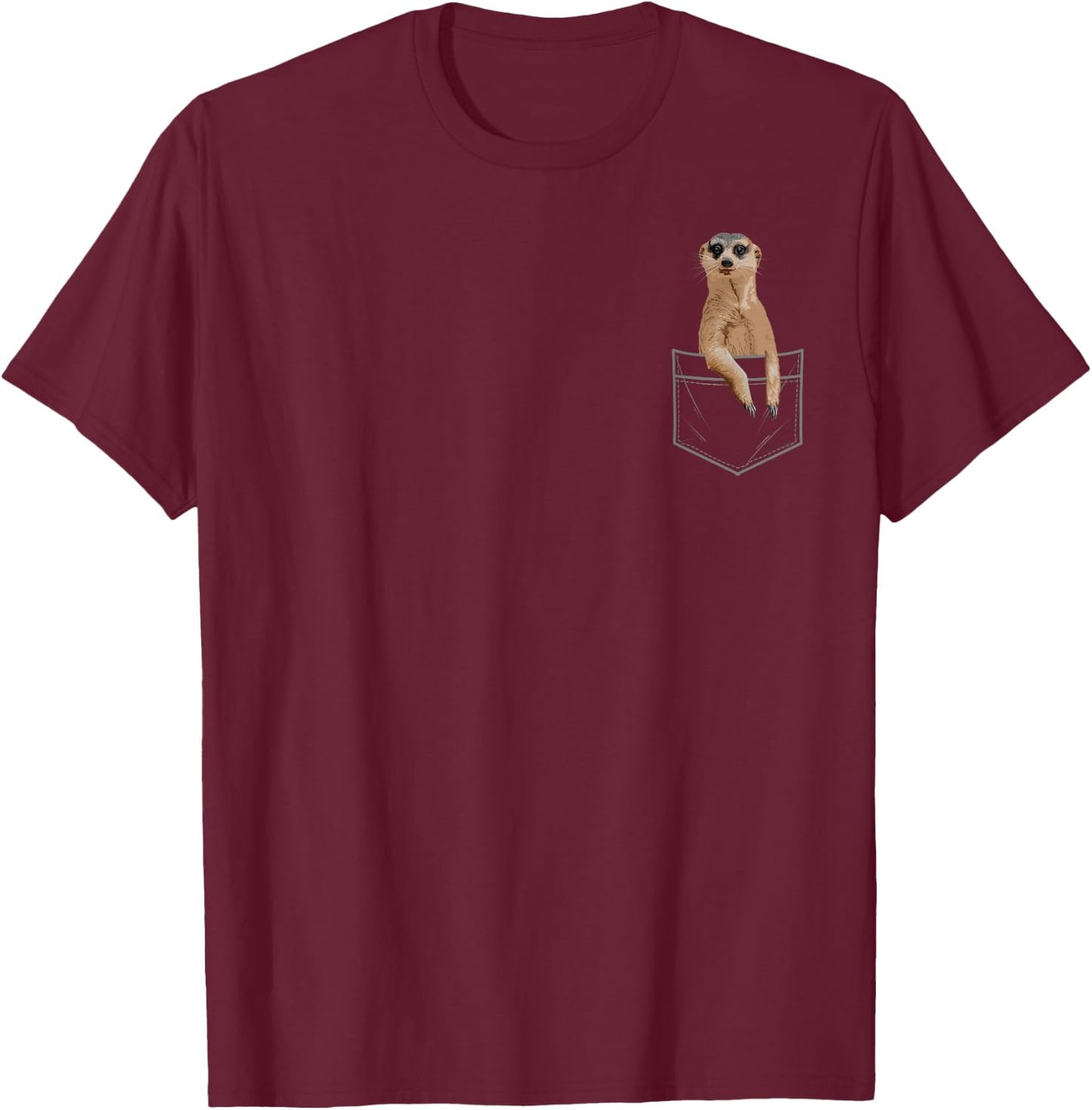 Cool Meerkat Art Women Pocket Animal Meerkat Lovers T-Shirt - T-Shirt | Maroon