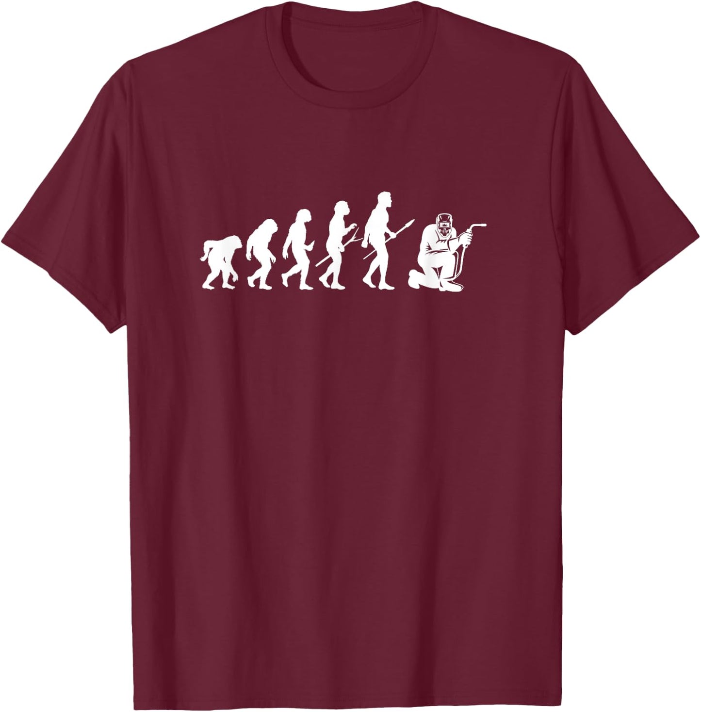 Welder Evolution Funny Welding Profession Mechanic Welders T-Shirt - T-Shirt | Maroon