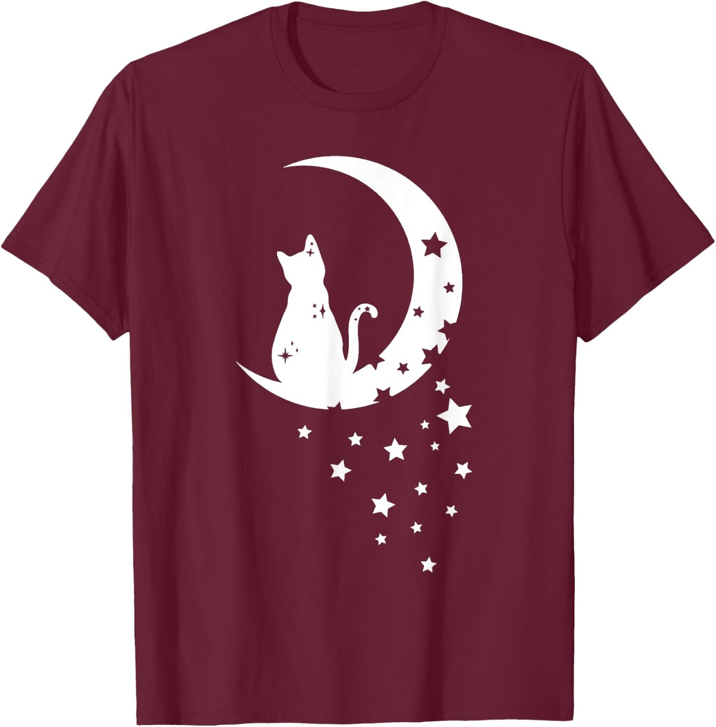 Cat Moon Star For Cat Lovers Kid Men Women T-Shirt - T-Shirt | Maroon