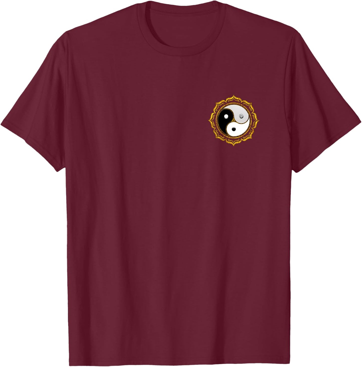 Triple Yin Yang, Lotus flower, Gankyil, Zen, Buddhism, Tao T-Shirt - T-Shirt | Maroon