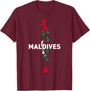 Proud Family and Patriotic Flag of Country Maldives T-Shirt - T-Shirt | Maroon