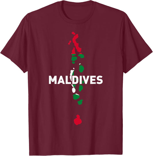 Proud Family and Patriotic Flag of Country Maldives T-Shirt - T-Shirt | Maroon