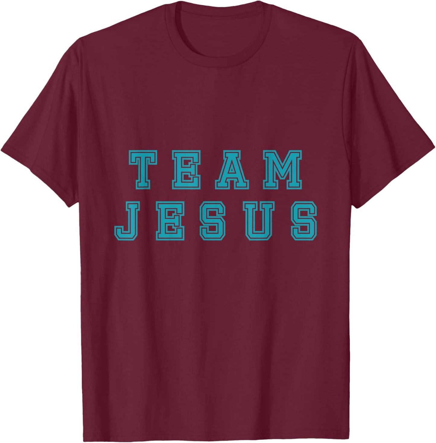 Turquoise text Team Jesus Christian Athletic sports faith T-Shirt - T-Shirt | Maroon