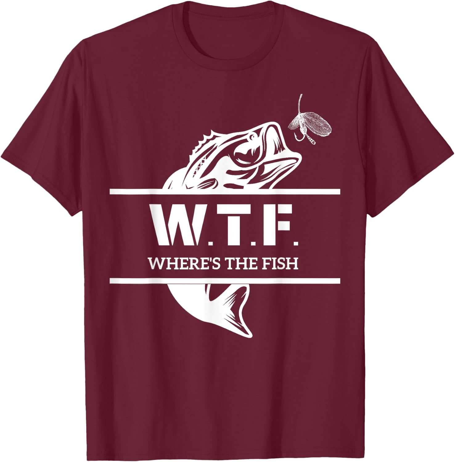 W.T.F. Where's The Fish, Who Like Fishing Women T-Shirt - T-Shirt | Maroon