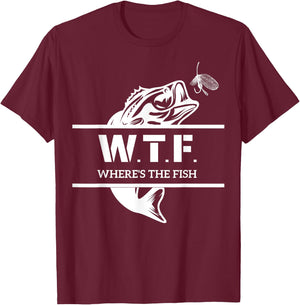 W.T.F. Where's The Fish, Who Like Fishing Women T-Shirt - T-Shirt | Maroon