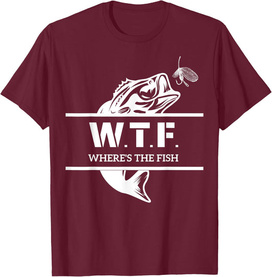 W.T.F. Where's The Fish, Who Like Fishing Women T-Shirt - T-Shirt | Maroon