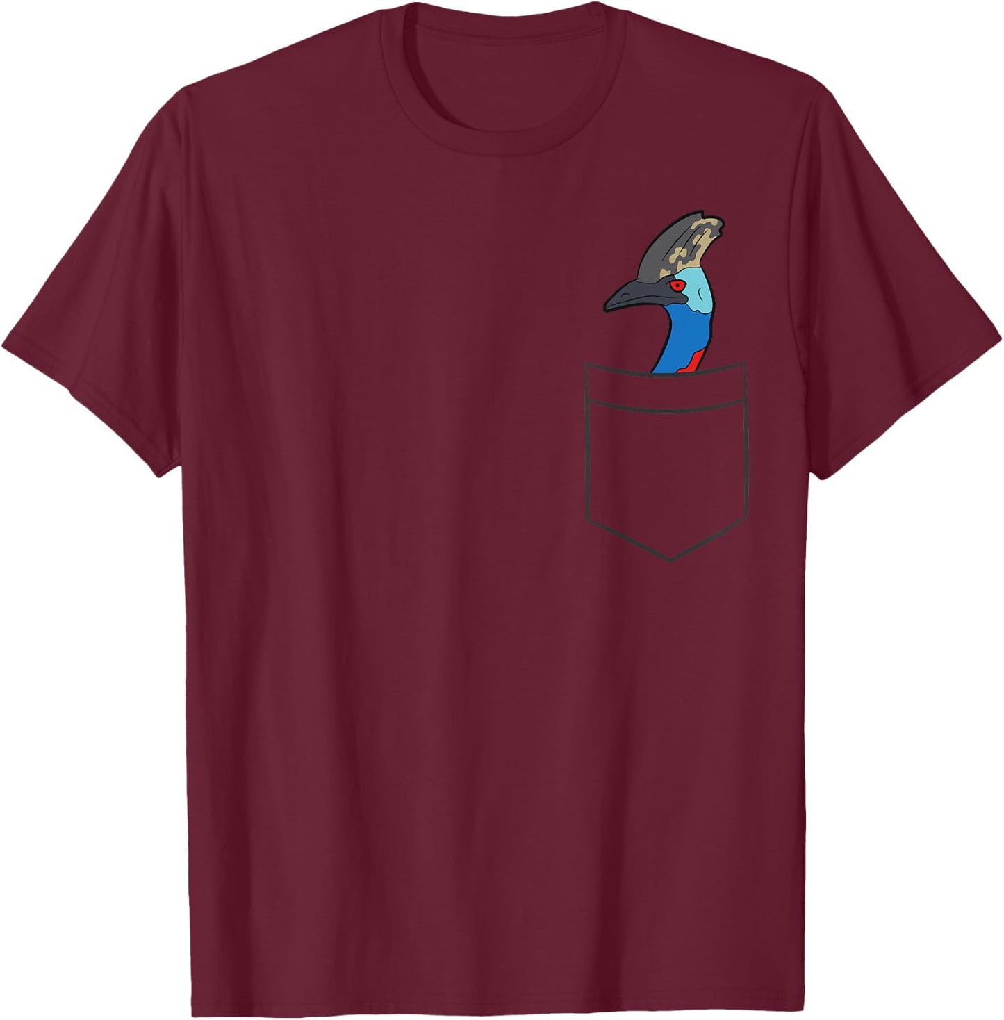 Cassowary In a Pocket Cute Pocket Cassowary Bird T-Shirt - T-Shirt | Maroon