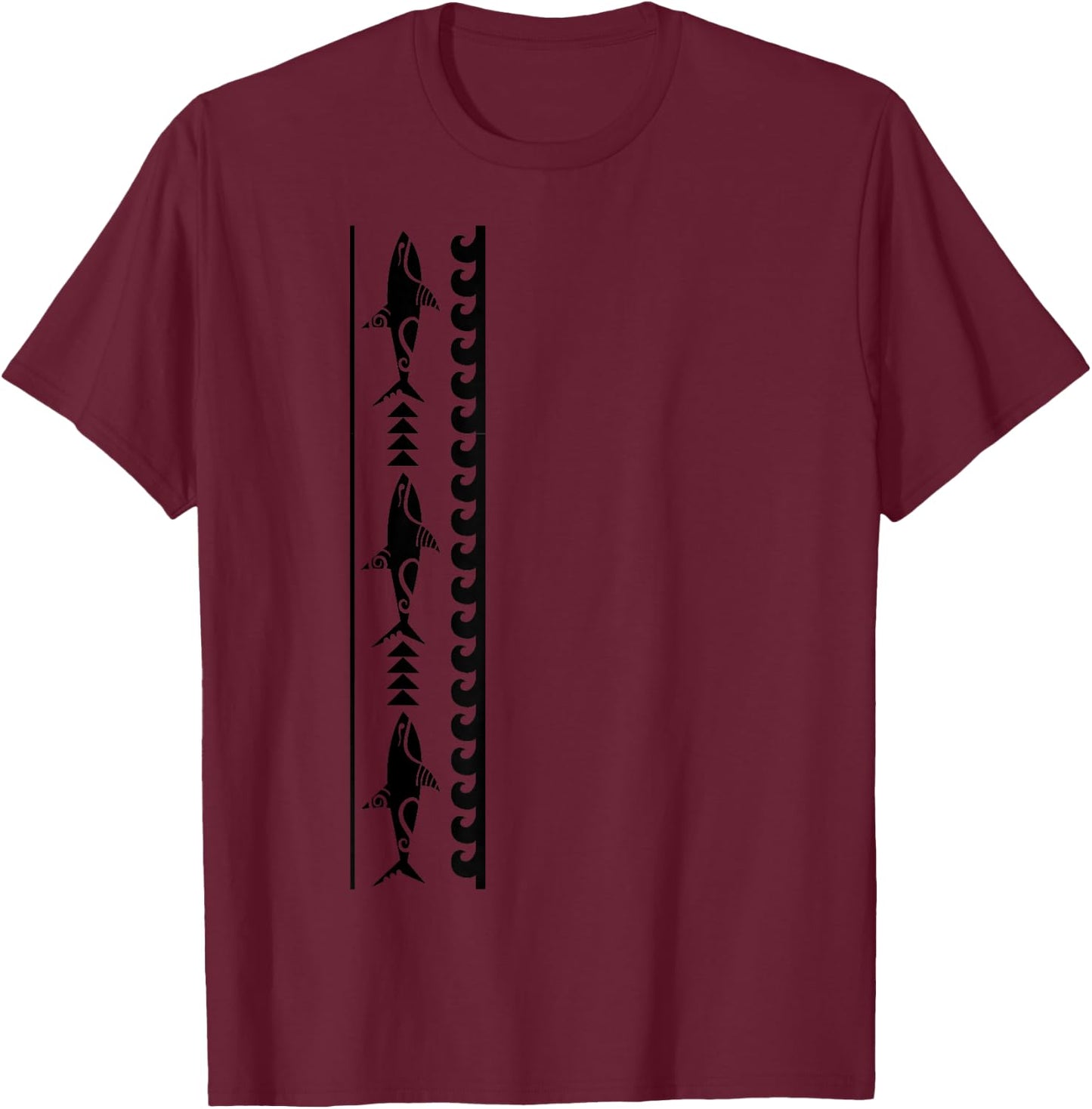 Shark Pattern New Zealand Symbol Haka Culture Maori Tribal T-Shirt - T-Shirt | Maroon