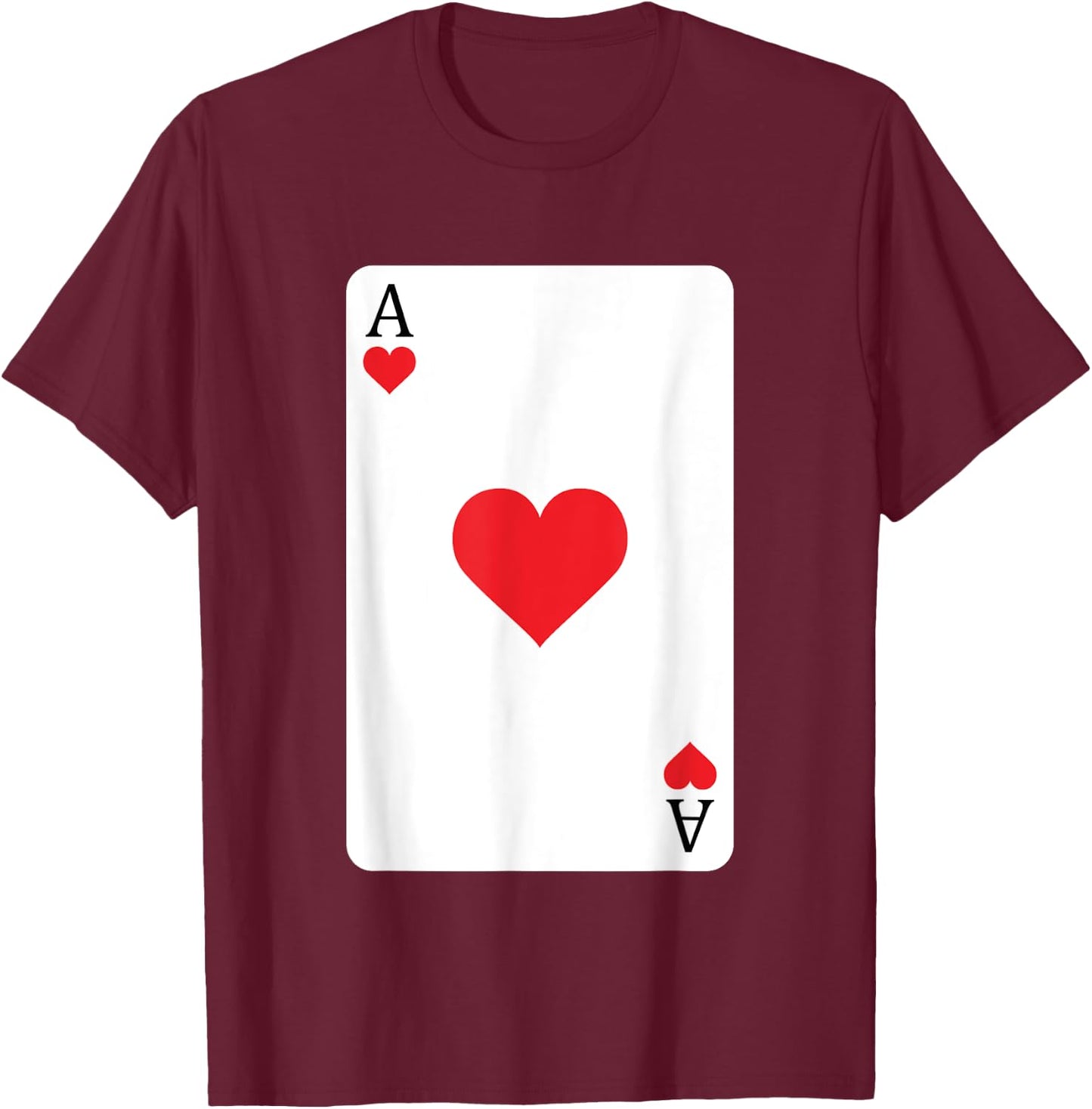 Ace Of Hearts Playing Card, Ace Card T-Shirt - T-Shirt | Maroon