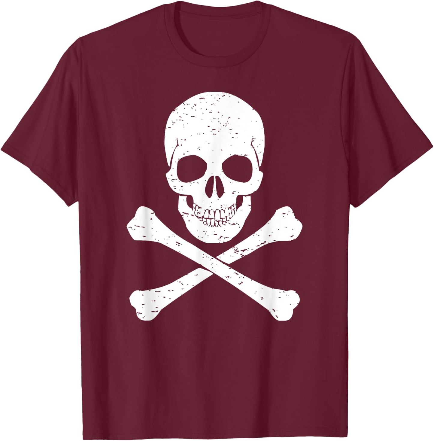 Skull & Cross Bones Vintage Pirate Halloween Lazy Costume T-Shirt - T-Shirt | Maroon