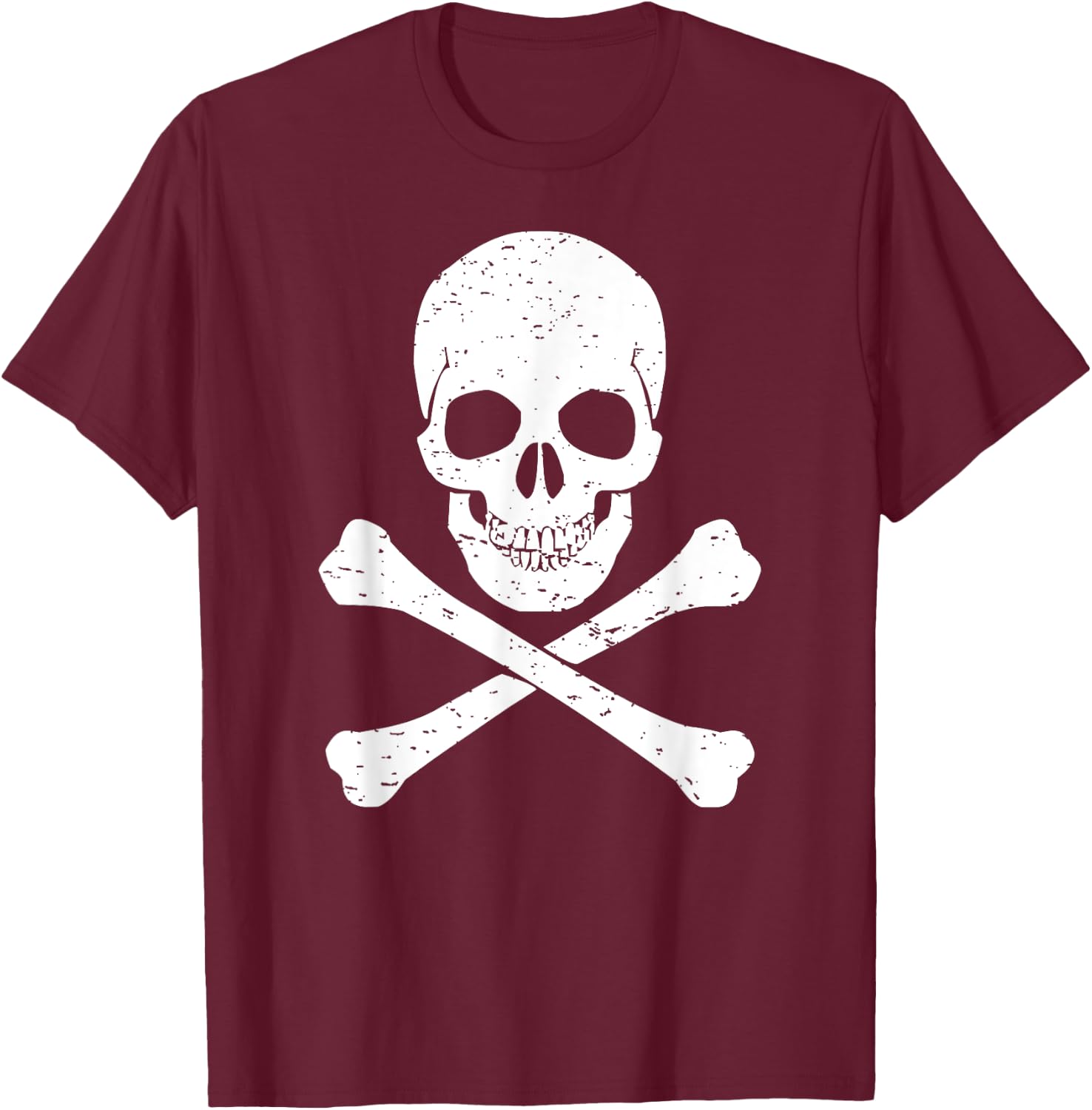 Skull & Cross Bones Vintage Pirate Halloween Lazy Costume T-Shirt - T-Shirt | Maroon