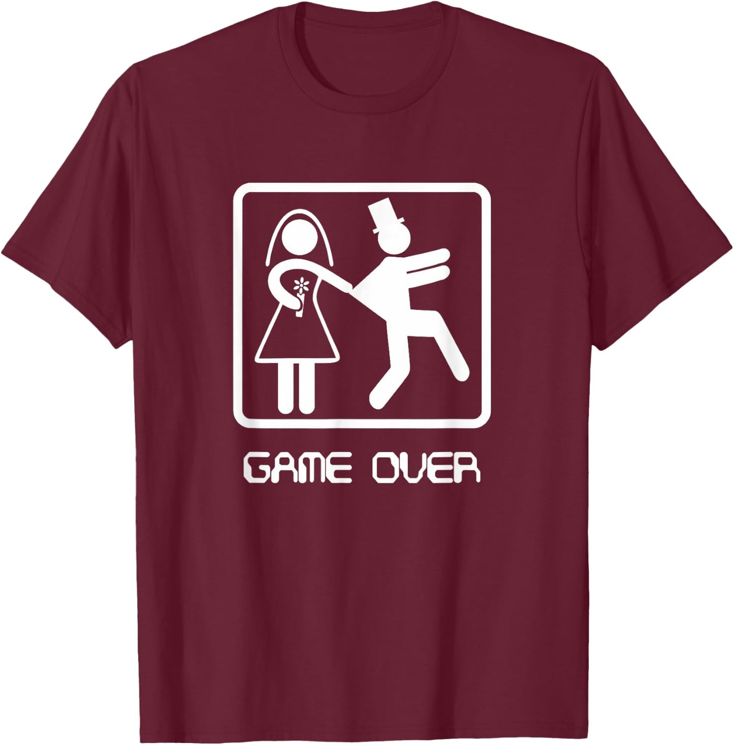 Game Over Stag Party - Wedding Groom Tea T-Shirt - T-Shirt | Maroon