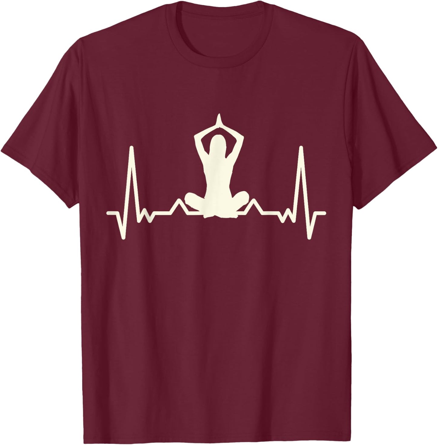 Yogi - I Love Yoga Heartbeat - Yoga T-Shirt - T-Shirt | Maroon