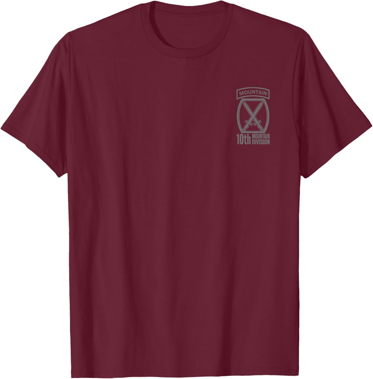 10TH MOUNTAIN DIVISION ARMY INFANTRY Black -Adults/ -Kids Classic Fit Cotton 100% Short Sleeve T-Shirt - T-Shirt | Maroon