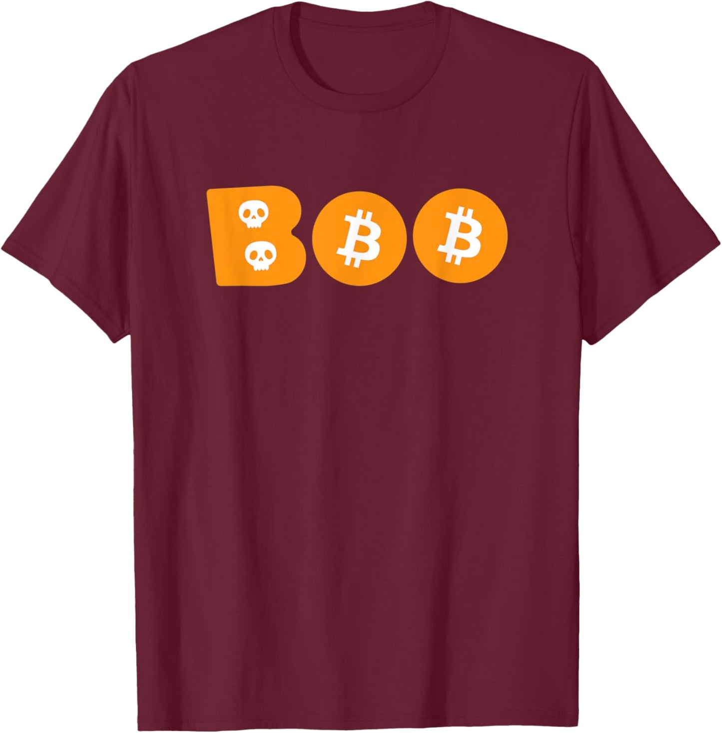 BOO Bitcoin Crypto Halloween Cryptocurrency Spooky BTC T-Shirt - T-Shirt | Maroon