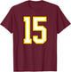 Jersey Number #15 Yellow White Birthday Sports Number 15 T-Shirt - T-Shirt | Maroon
