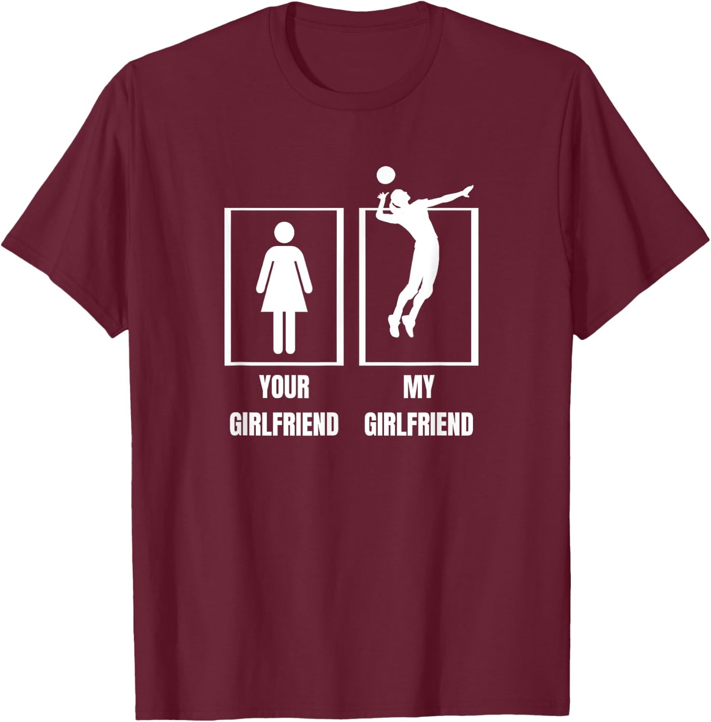 My Girlfriend Volleyball Player Proud Boyfriend Volleyball T-Shirt - T-Shirt | Maroon