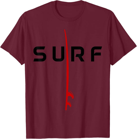 Surf Board Surfing Beach Vintage Retro Surfer Women Kids T-Shirt - T-Shirt | Maroon