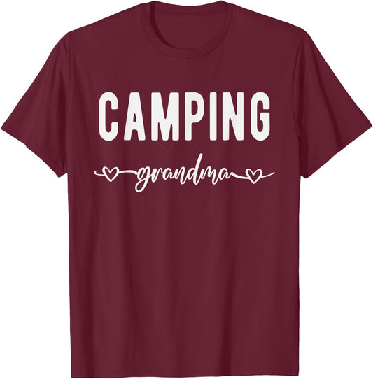 Camping Grandma Funny Outdoors Grandmother Camper Grandma T-Shirt - T-Shirt | Maroon