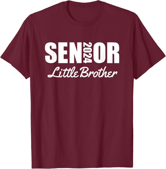 2024 Senior Proud Little Brother Of A Senior Class Of 2024 T-Shirt - T-Shirt | Maroon
