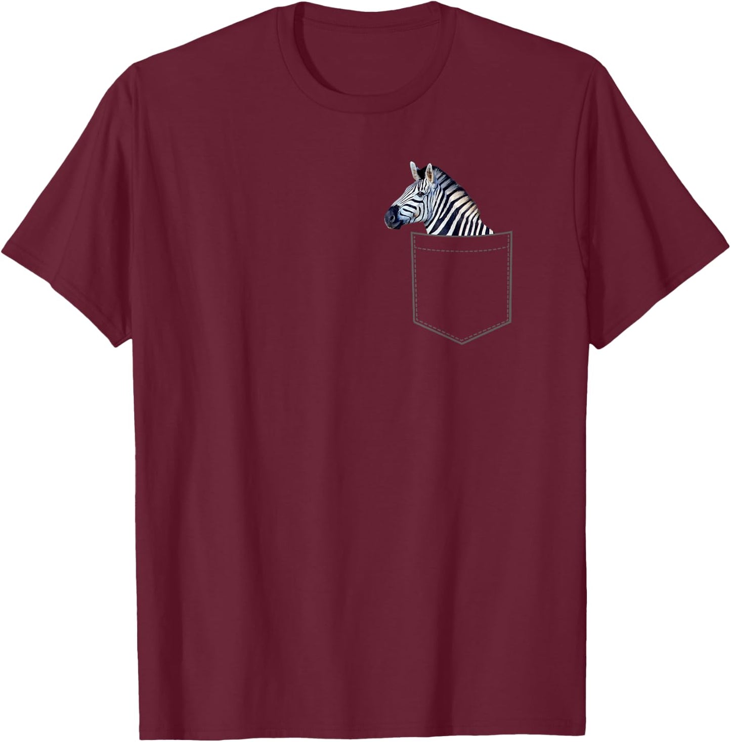 Cute Zebra Pocket Boys Girls Funny Animal Toddler T-Shirt - T-Shirt | Maroon