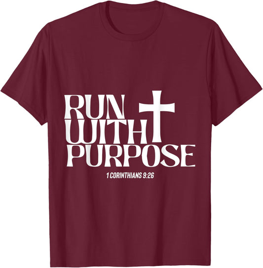 Run With Corinthians Purpose - Christian Faith Church Right T-Shirt - T-Shirt | Maroon