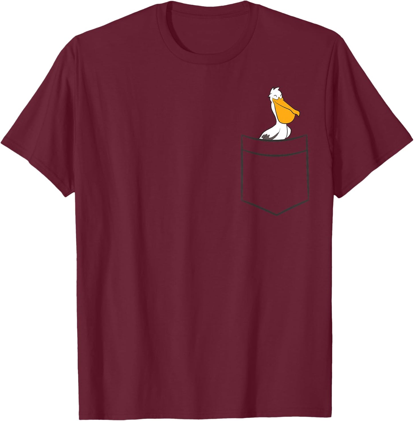 Pelican In The Pocket Cute Pocket Pelican Bird T-Shirt - T-Shirt | Maroon