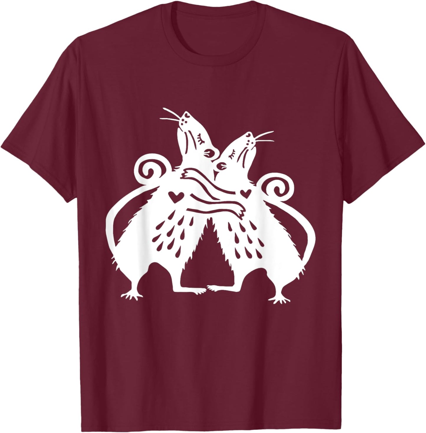 Cute Rats Hugging Rat Funny Mouse Lover Mice Kawaii Goth T-Shirt - T-Shirt | Maroon