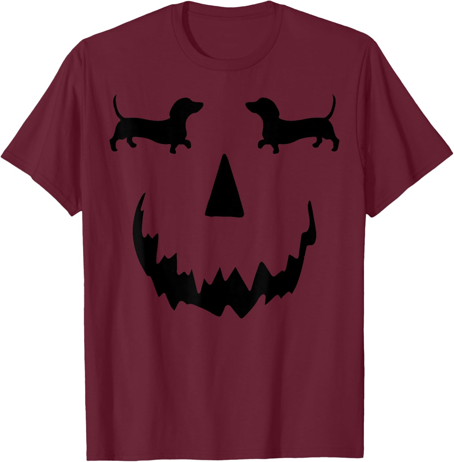 pumpkin Dachshund halloween T-Shirt - T-Shirt | Maroon
