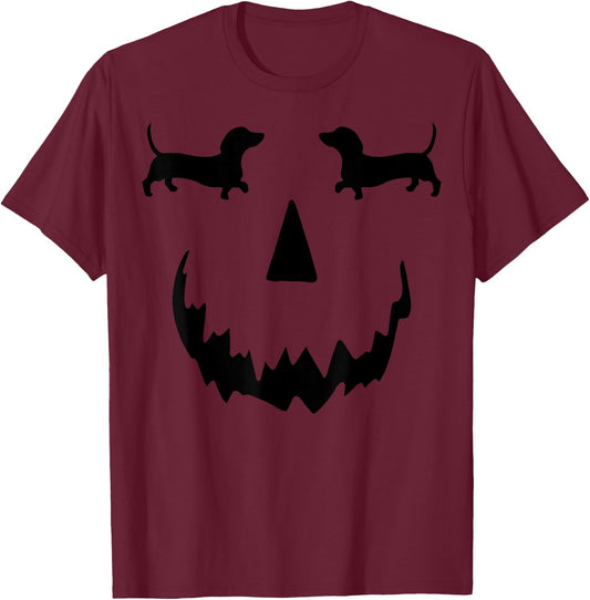 pumpkin Dachshund halloween T-Shirt - T-Shirt | Maroon