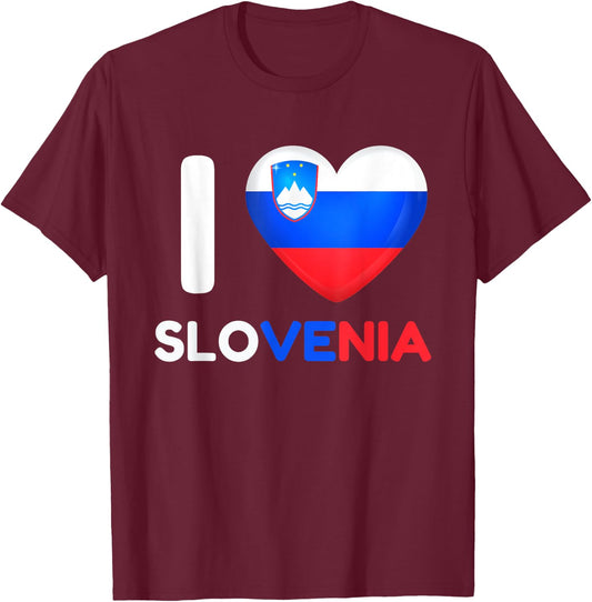 I Love Slovenia Heart Slovene Slovenia Family Travel T-Shirt - T-Shirt | Maroon