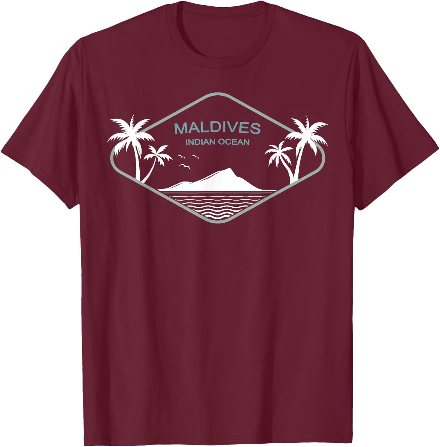Maldives Indian Ocean Palm Trees Island Birds Gift Souvenir T-Shirt - T-Shirt | Maroon
