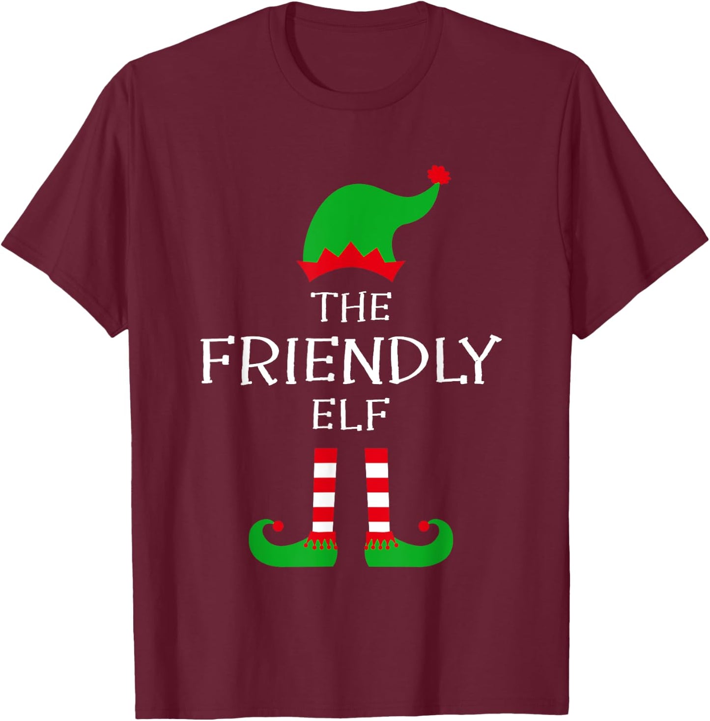 The Friendly Elf Matching Family Group Idea Funny Christmas T-Shirt - T-Shirt | Maroon