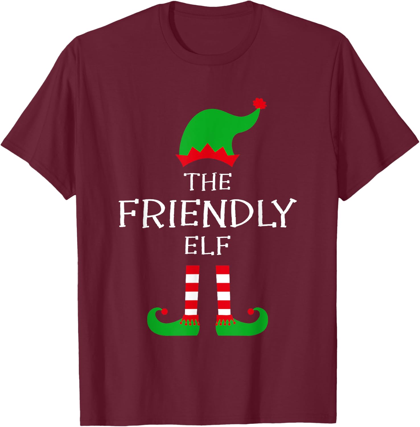 The Friendly Elf Matching Family Group Idea Funny Christmas T-Shirt - T-Shirt | Maroon