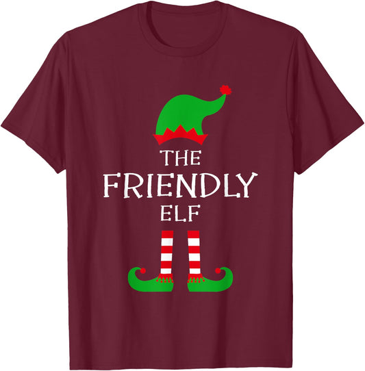 The Friendly Elf Matching Family Group Idea Funny Christmas T-Shirt - T-Shirt | Maroon