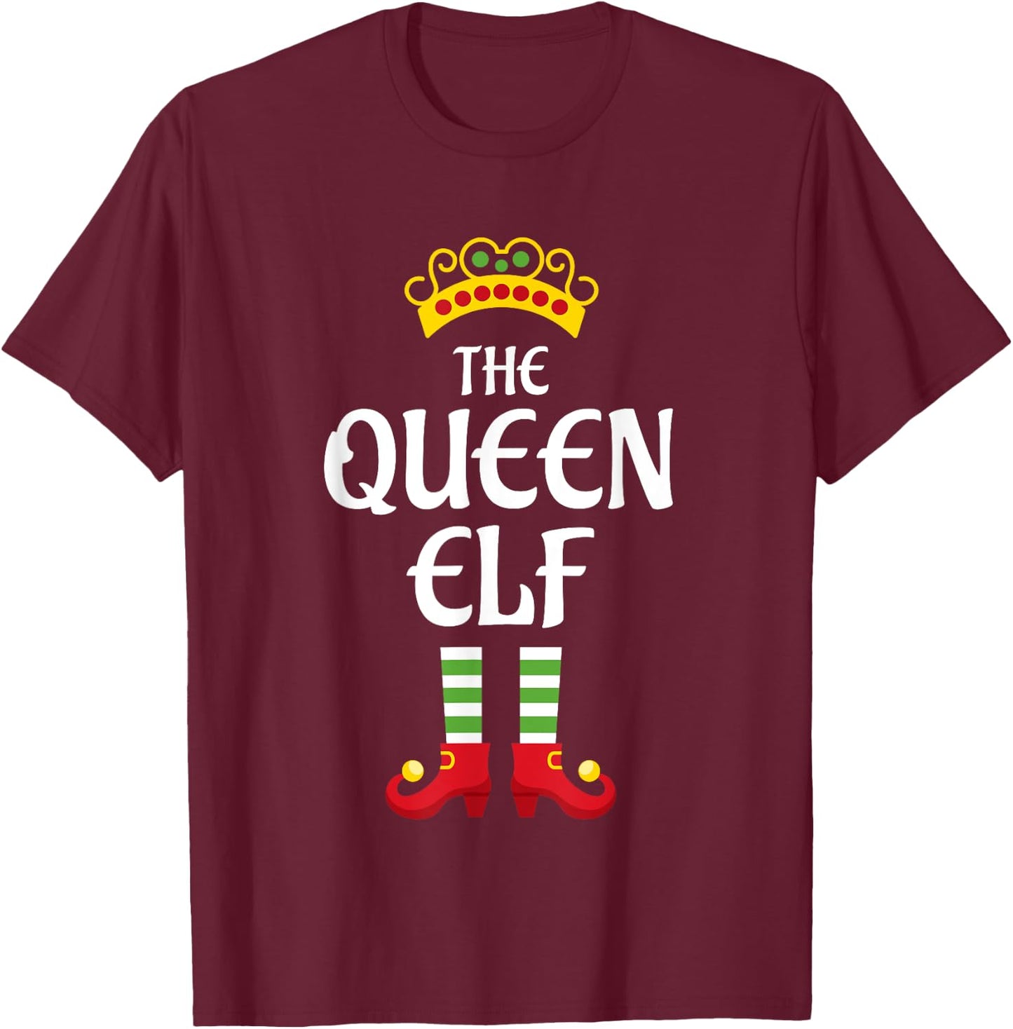 Queen Elf Family Matching Group Christmas T-Shirt - T-Shirt | Maroon