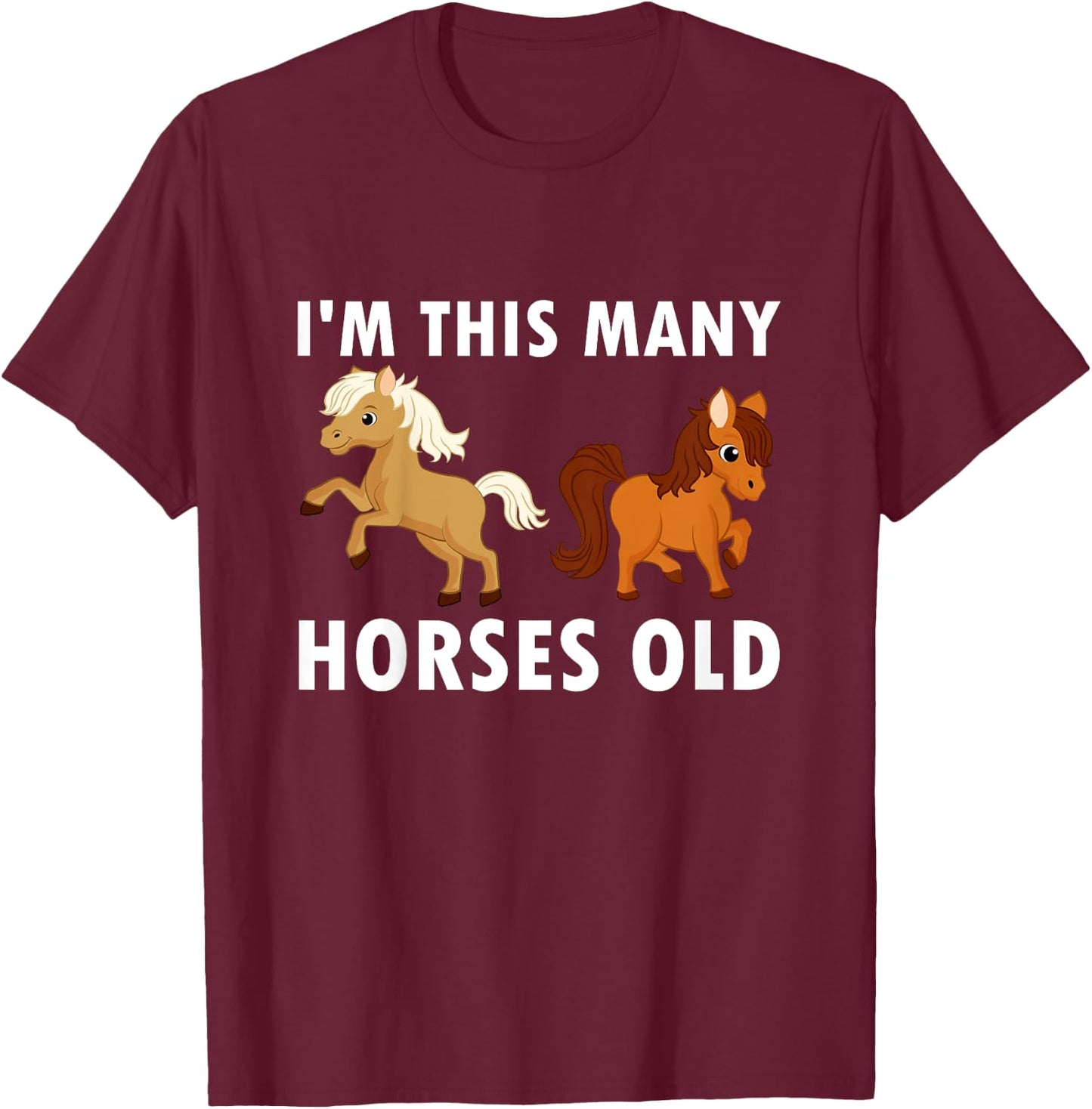 Kids 2 Years Old Girl Horses Old 2nd Birthday Kids T-Shirt - T-Shirt | Maroon