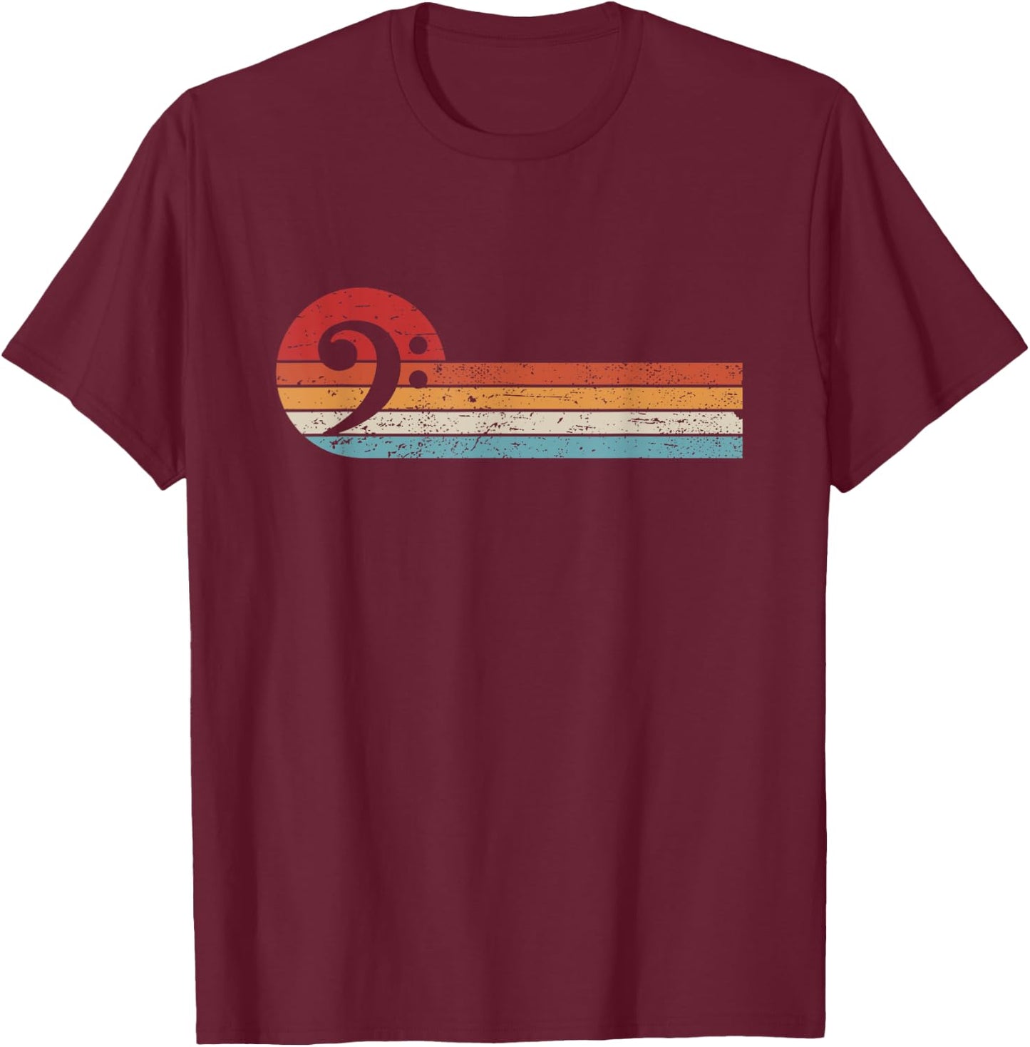 Bassist Bass Guitar Musician Retro Bass Clef T-Shirt - T-Shirt | Maroon