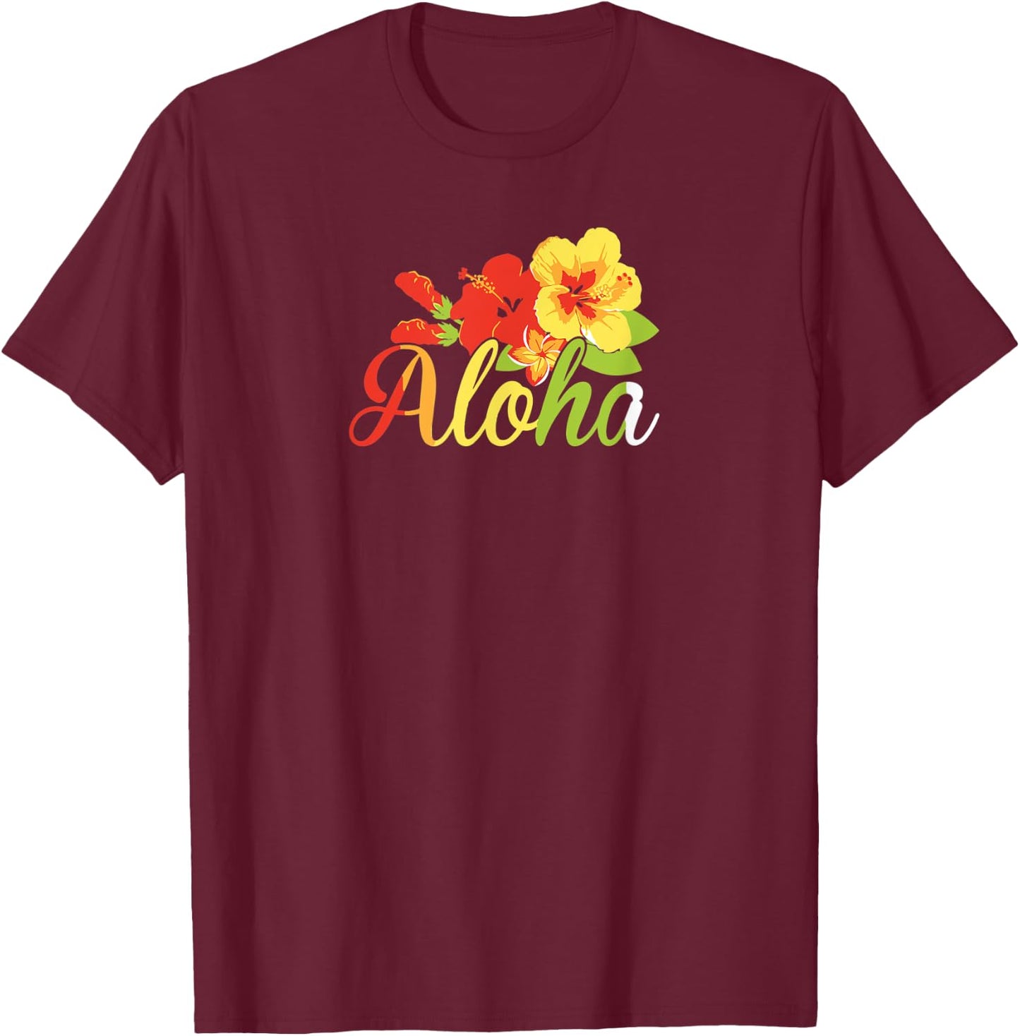 Aloha Flowers Hawaiian Funny Hawaii Beach Luau Party Women Kids T-Shirt - T-Shirt | Maroon