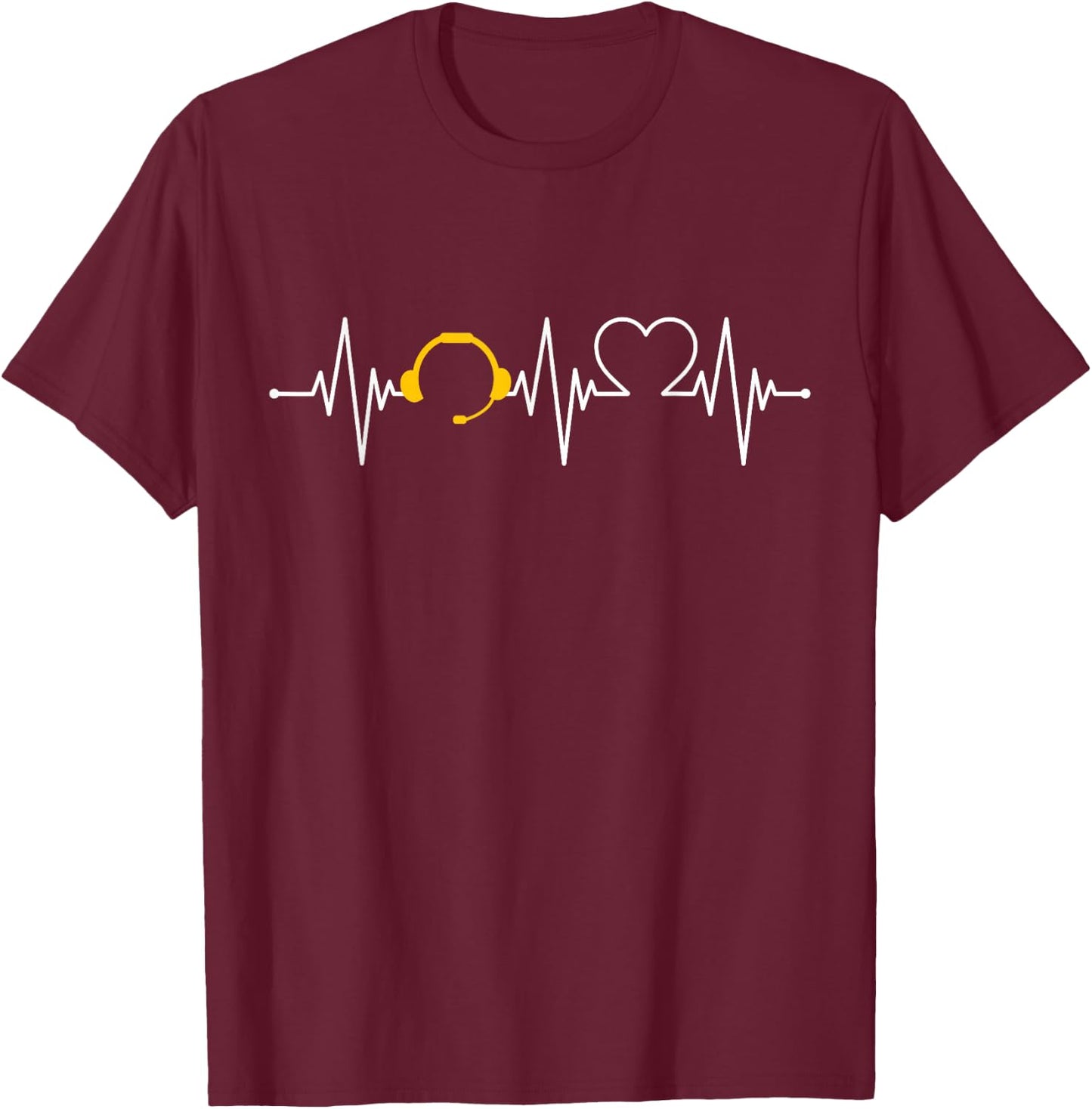 911 Dispatcher Thin Gold Yellow Line Heartbeat T-Shirt - T-Shirt | Maroon