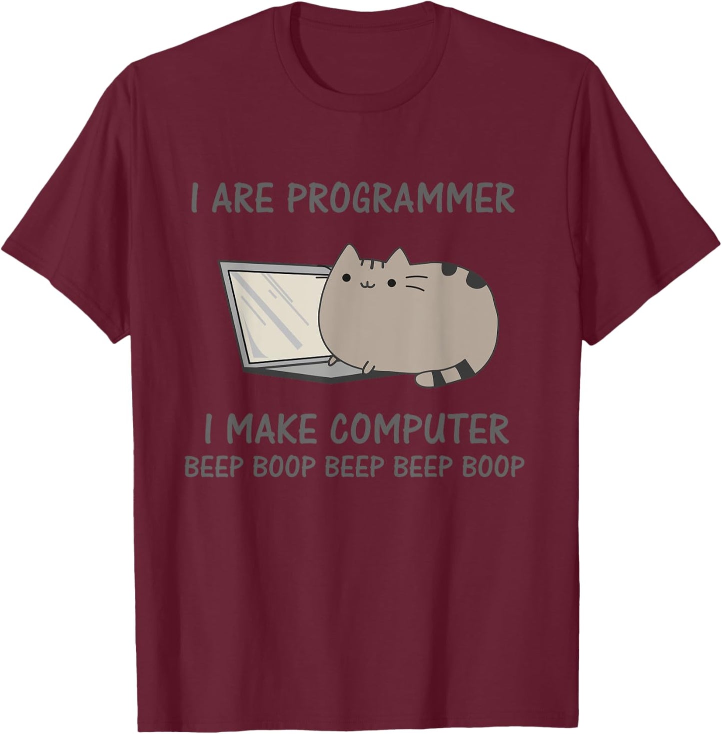 Cat Computer Kitten Informational Science Gift Men Women Girls Kids T-Shirt - T-Shirt | Maroon