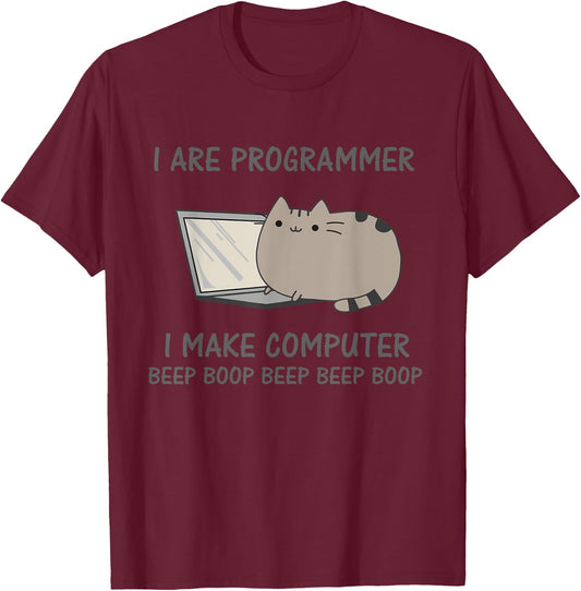 Cat Computer Kitten Informational Science Gift Men Women Girls Kids T-Shirt - T-Shirt | Maroon