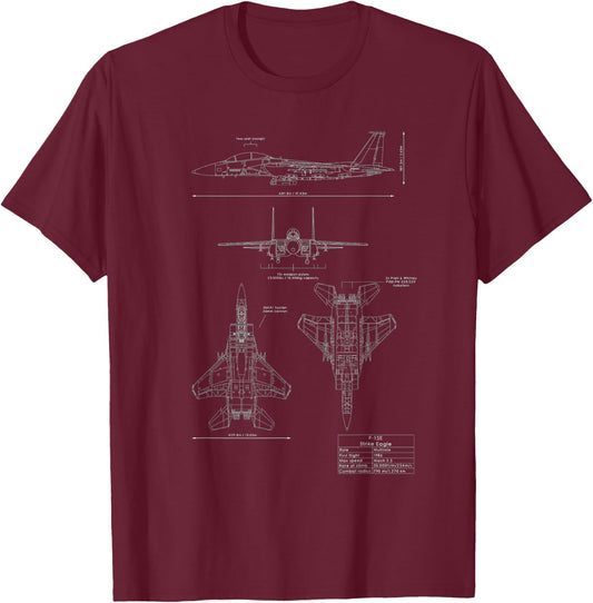 F-15E Strike Eagle Fighter Aircraft T-Shirt - T-Shirt | Maroon