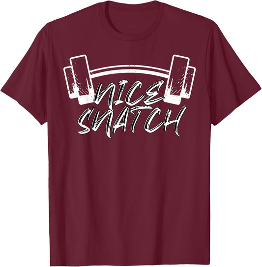 Nice Snatch | Funny Gym Weightlifter T-Shirt - T-Shirt | Maroon